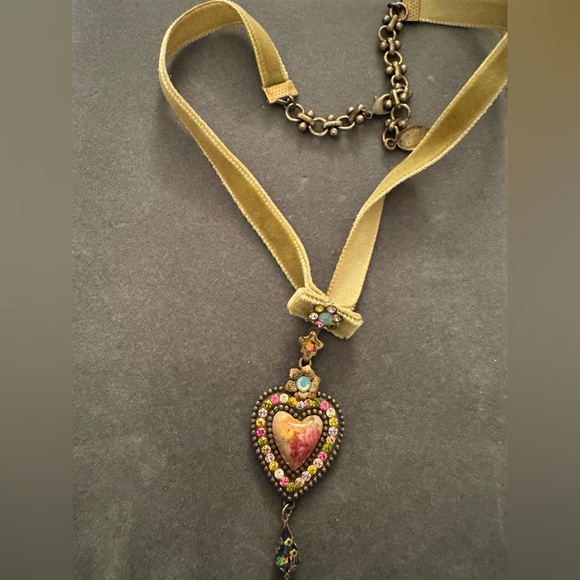 Michal Negrin Heart Pendant Necklace with Pink and Gold Accents - Picture 2 of 4